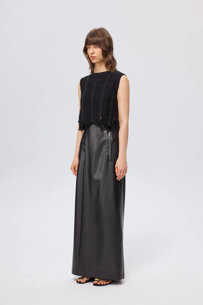 Chelsea Hand-frayed Hem Sleeveless Top in Wool Blend Knit - Image 3