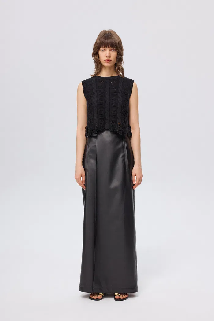 Chelsea Hand-frayed Hem Sleeveless Top in Wool Blend Knit - Image 5