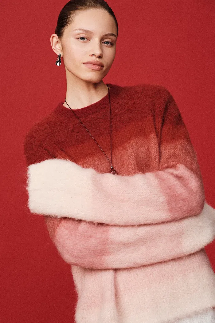 Cherry Ombré Sweater in Baby Alpaca Blend - Image 2