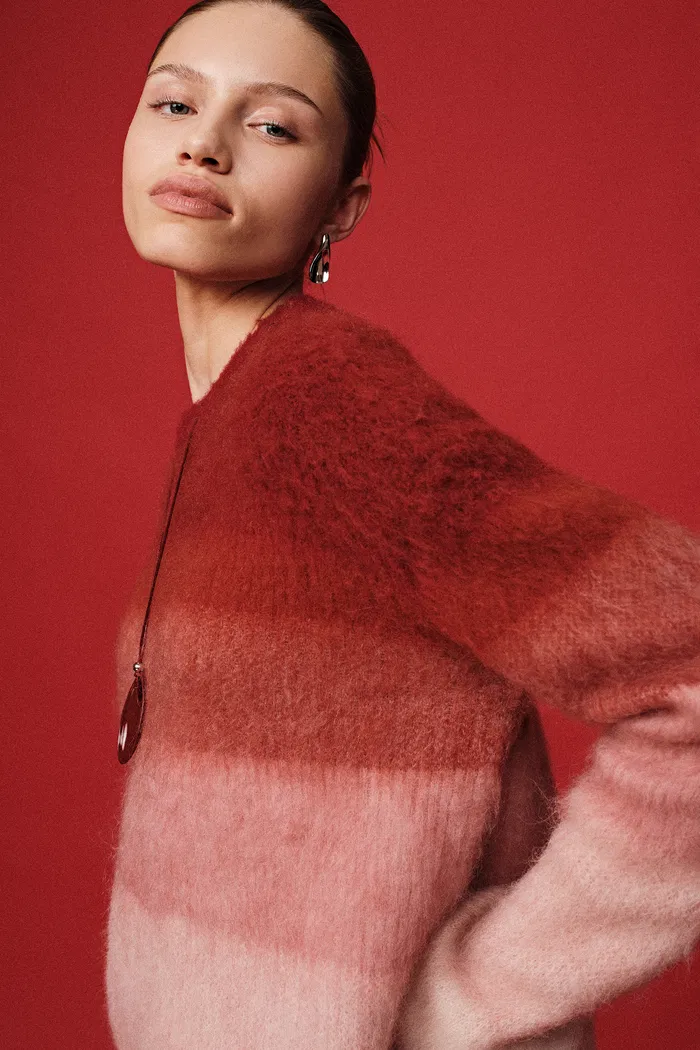 Cherry Ombré Sweater in Baby Alpaca Blend - Image 3