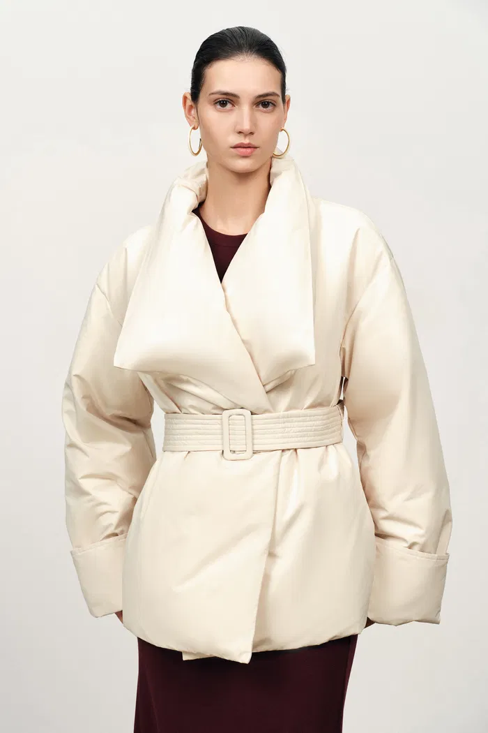 Chloe Lapel Down Jacket in High-Density Nylon - Image 2