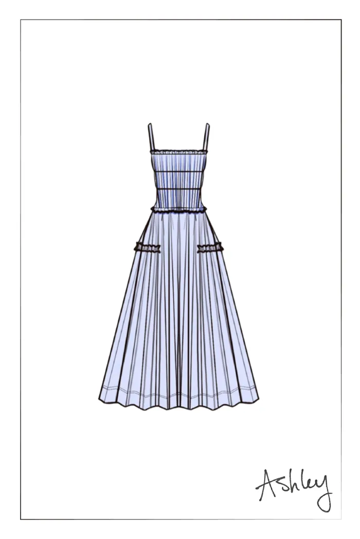 Cirra Smocked Ruffle Trim Striped Sleeveless Cami Dress in Sheer Fabric - Image 6