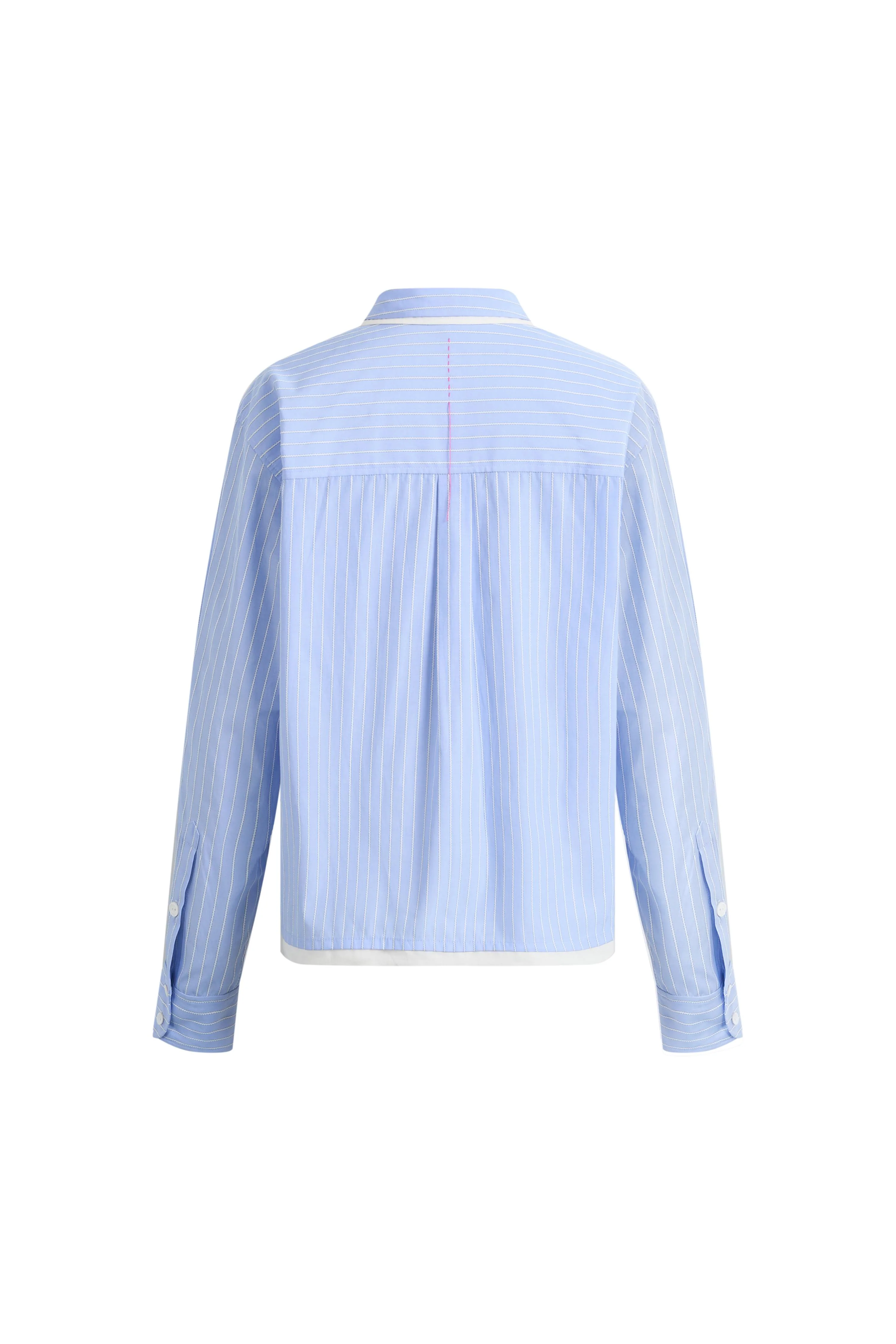 Claire Double Collar Striped Shirt in Jacquard Striped Poplin - Image 6