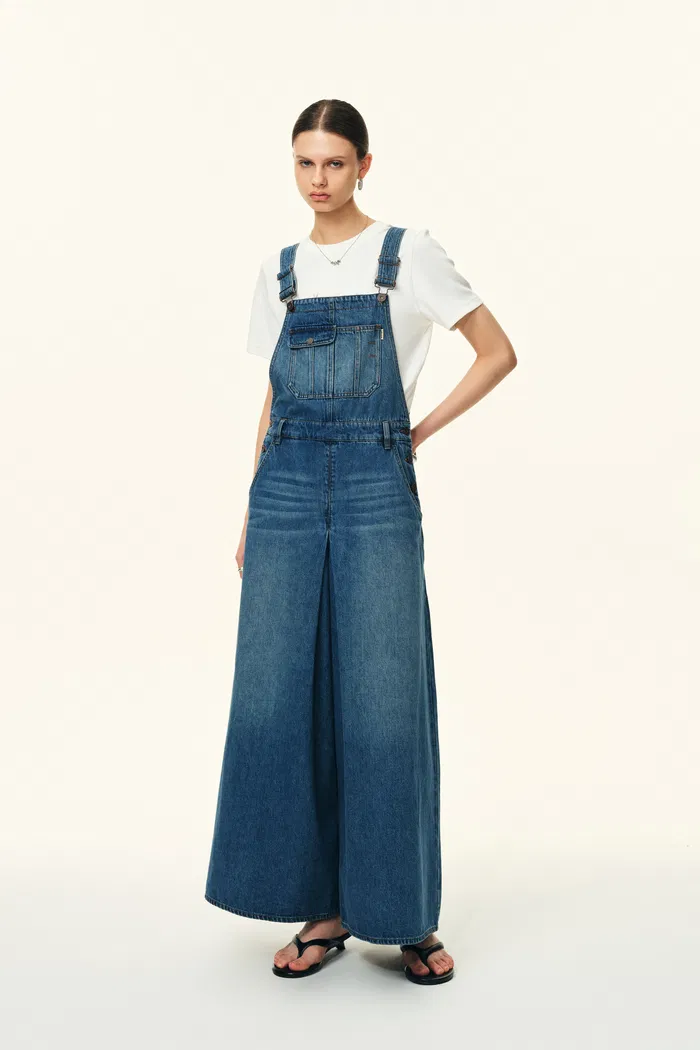 Claire Maxi Overall Skort in Cotton Denim