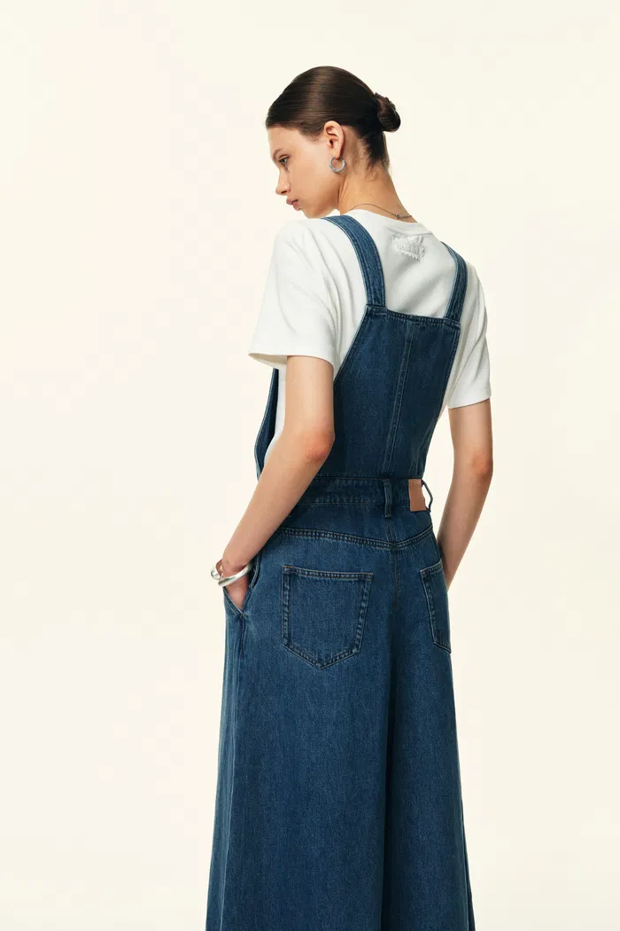 Claire Maxi Overall Skort in Cotton Denim - Image 2