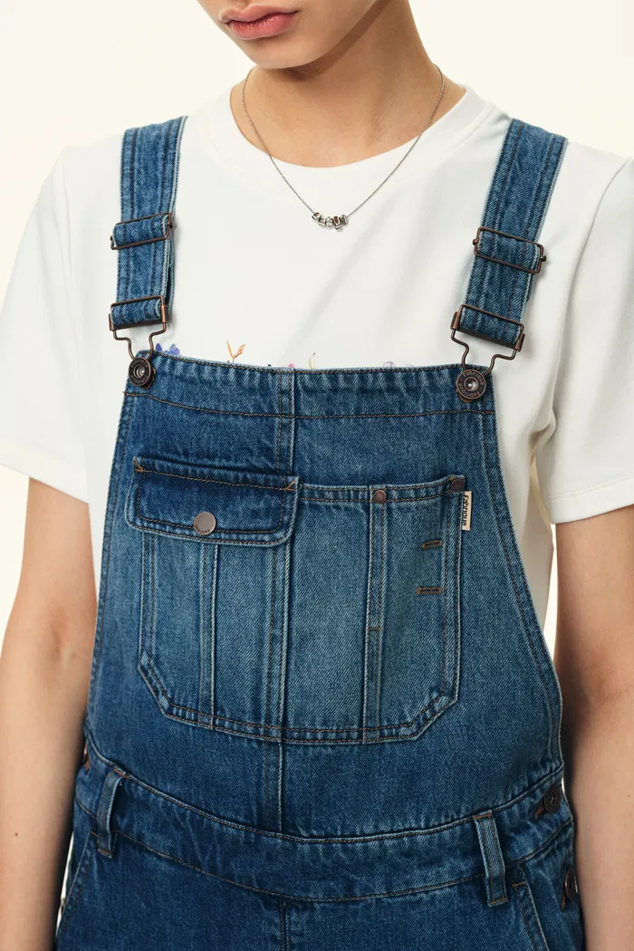 Claire Maxi Overall Skort in Cotton Denim - Image 5