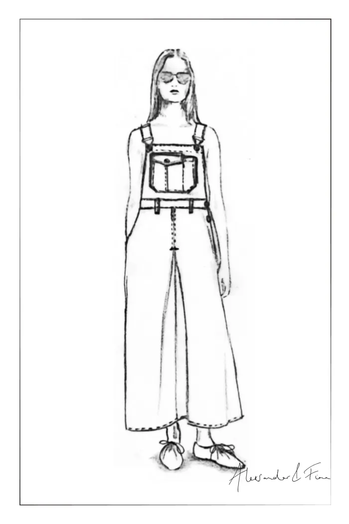 Claire Maxi Overall Skort in Cotton Denim - Image 7