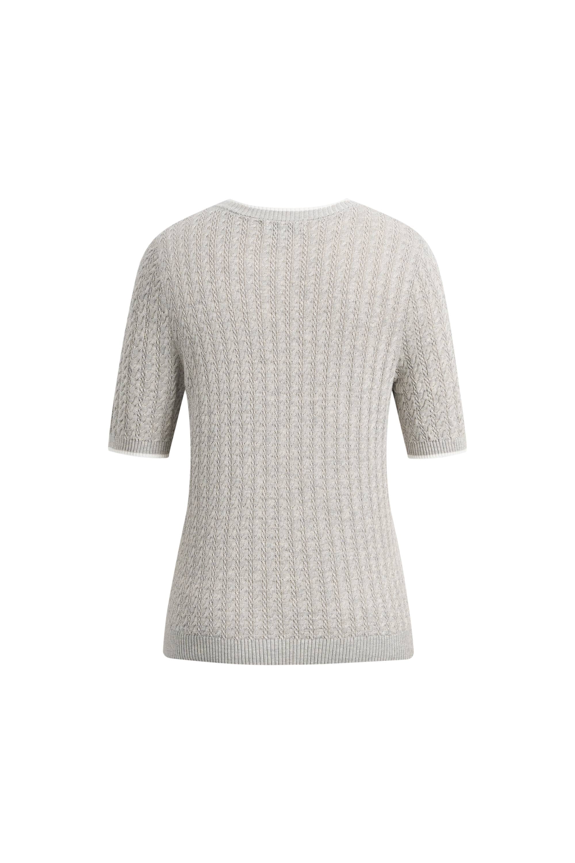 Clara Short Sleeve Top in Cotton Cable Knit - Image 7