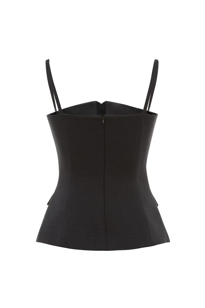 Clara Sleeveless Peplum Top in Wool Blend Tweed - Image 10