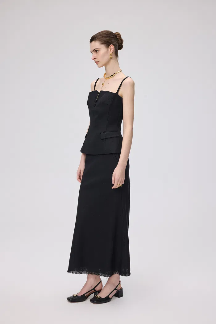 Clara Sleeveless Peplum Top in Wool Blend Tweed - Image 3