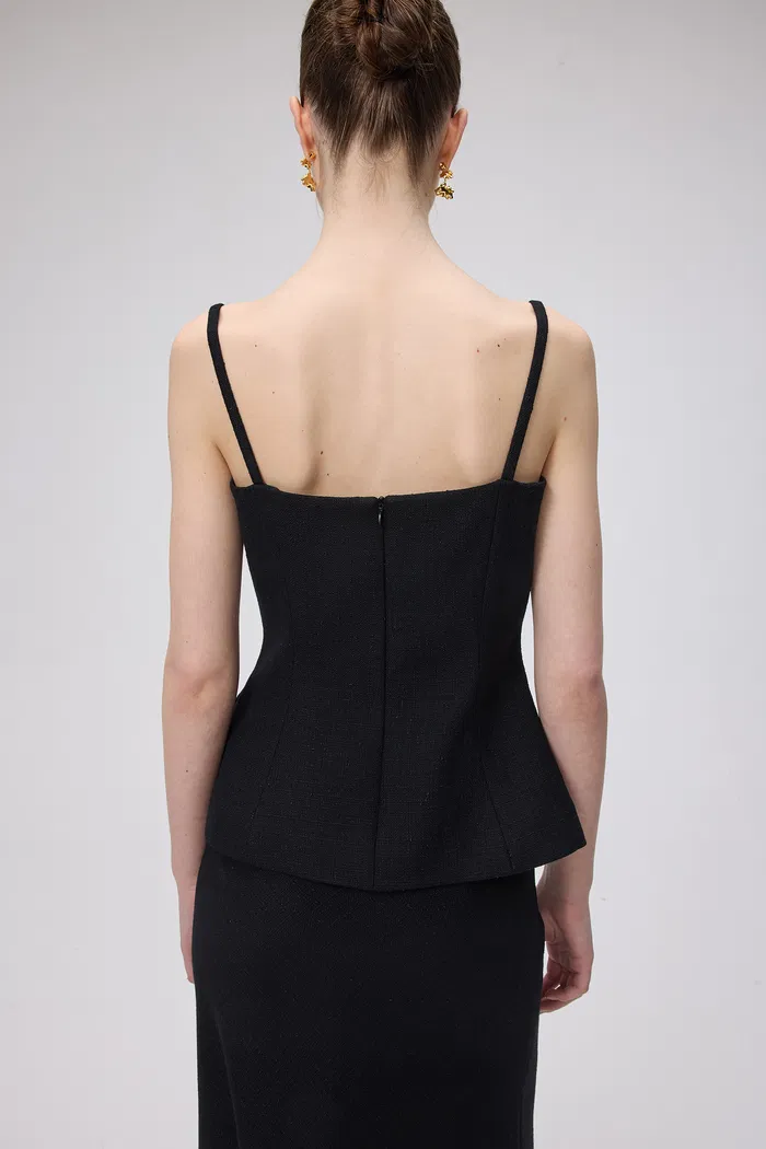 Clara Sleeveless Peplum Top in Wool Blend Tweed - Image 5