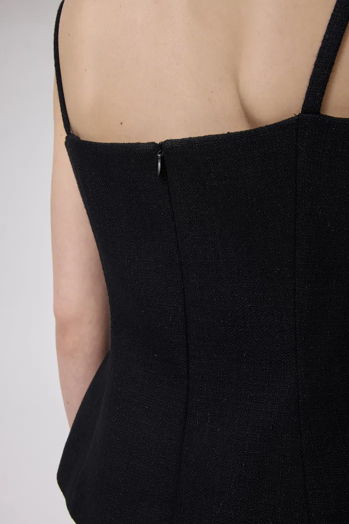 Clara Sleeveless Peplum Top in Wool Blend Tweed - Image 7