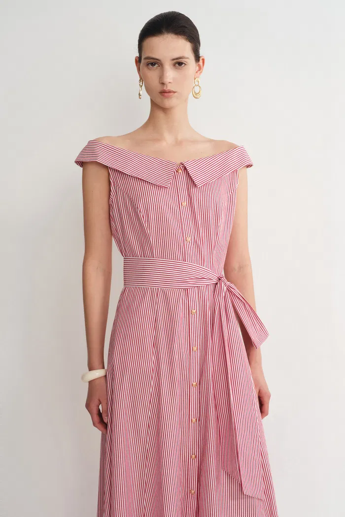 Claudia Striped Shirt Dress in Cotton Poplin - Image 6