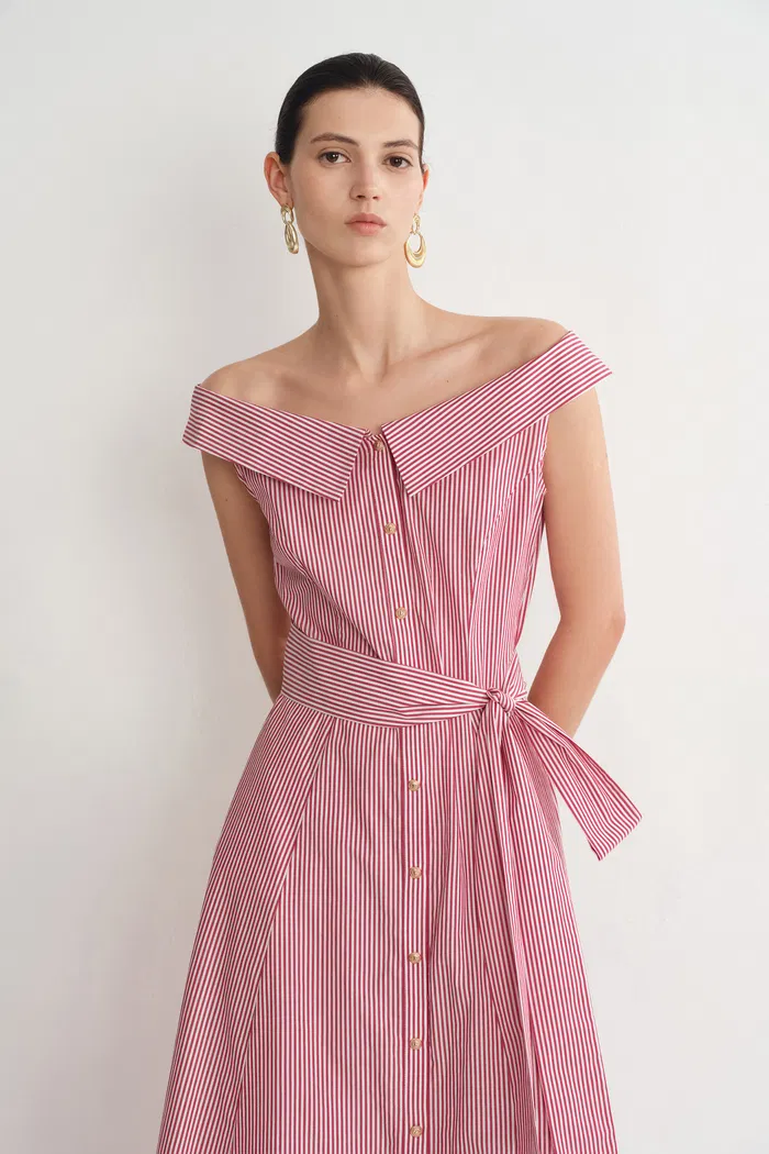 Claudia Striped Shirt Dress in Cotton Poplin - Image 7