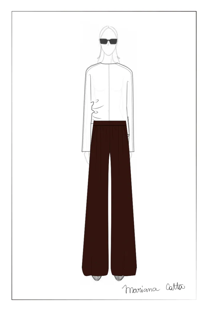 Coco Checkered Wide Leg Trousers in Merino Wool - Image 7