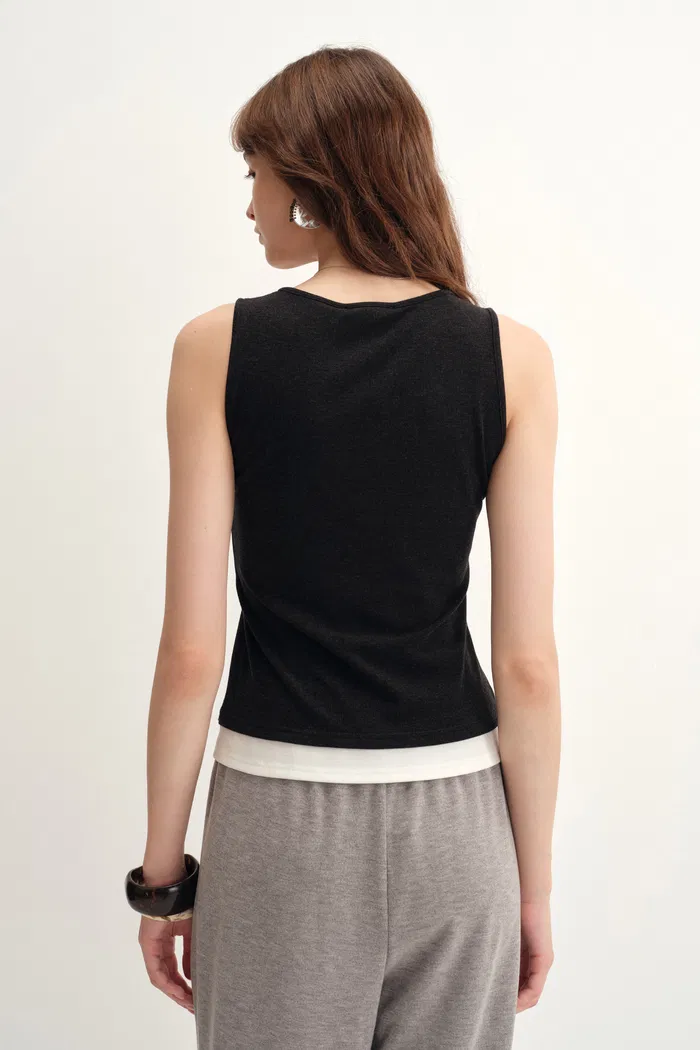 Coco Layered look Tank Top in Tencel-Merino Knit - Image 7