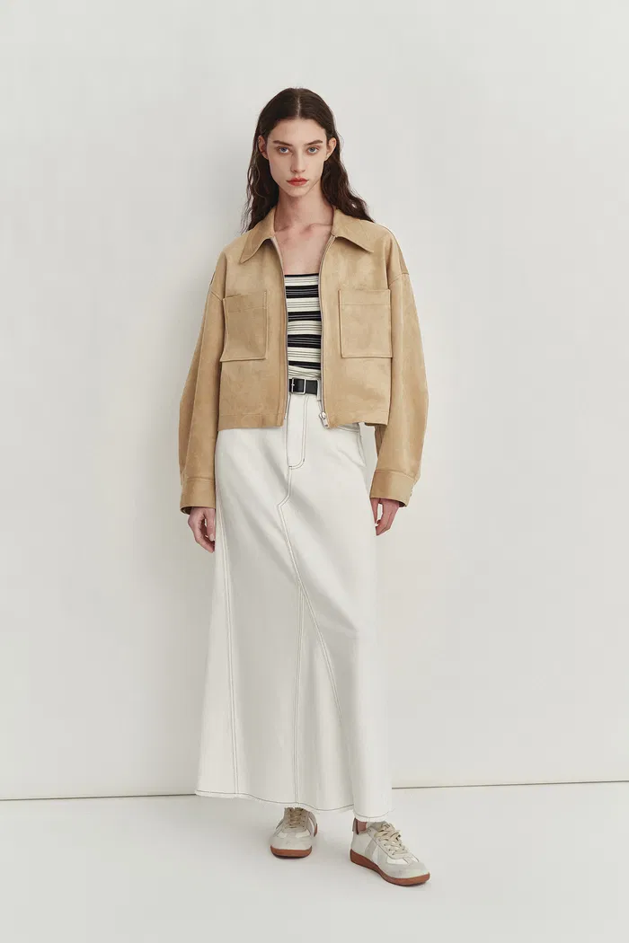 Coddenham Short Jacket in Faux Suede - Image 3