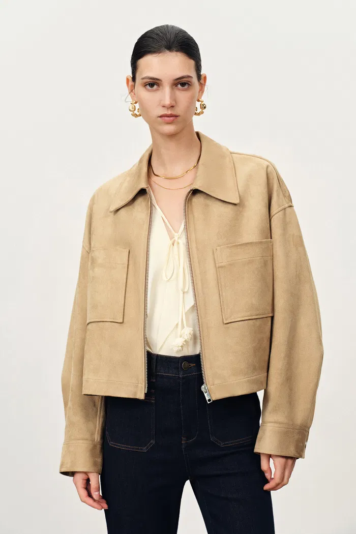 Coddenham Short Jacket in Faux Suede - Image 5