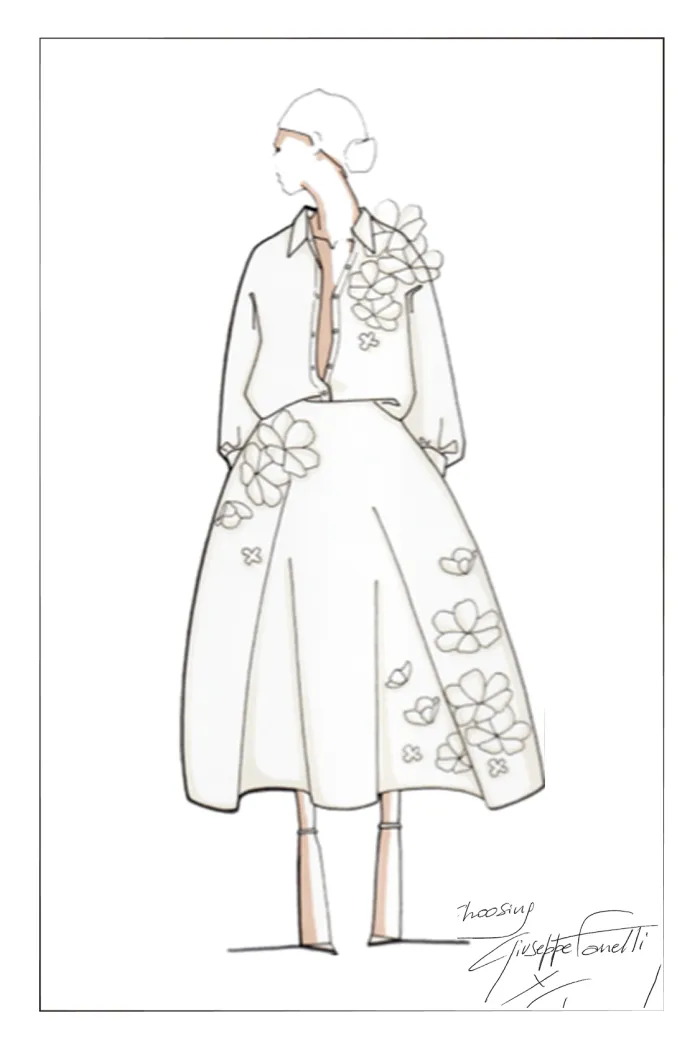Colette Embroidery Shirt and Skirt Set in Linen Blend - Image 6