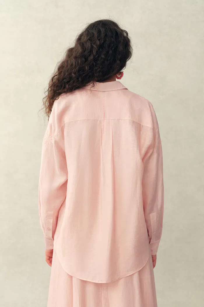 Colette Embroidery Shirt in Linen Blend - Image 4