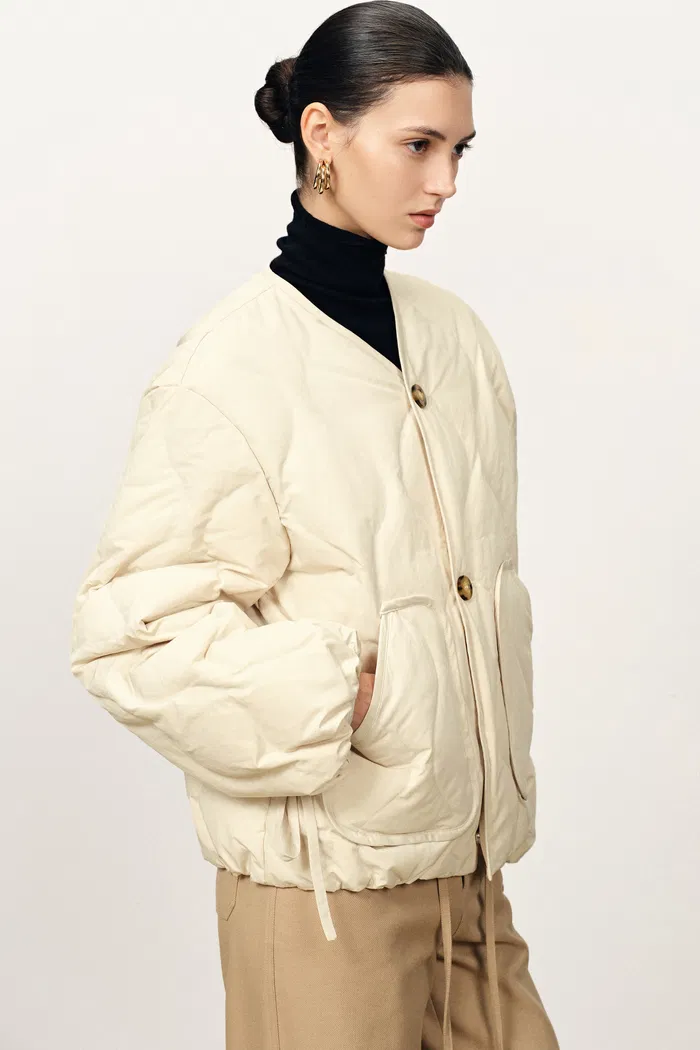 Colton Collarless Quilted Goose Down Jacket in High-Density Air with Graphene Lining - Image 4