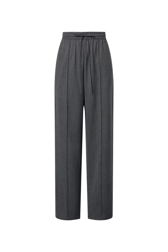 Constantine Front Tie Relaxed Fit Pants in Wool Herringbone - Image 10