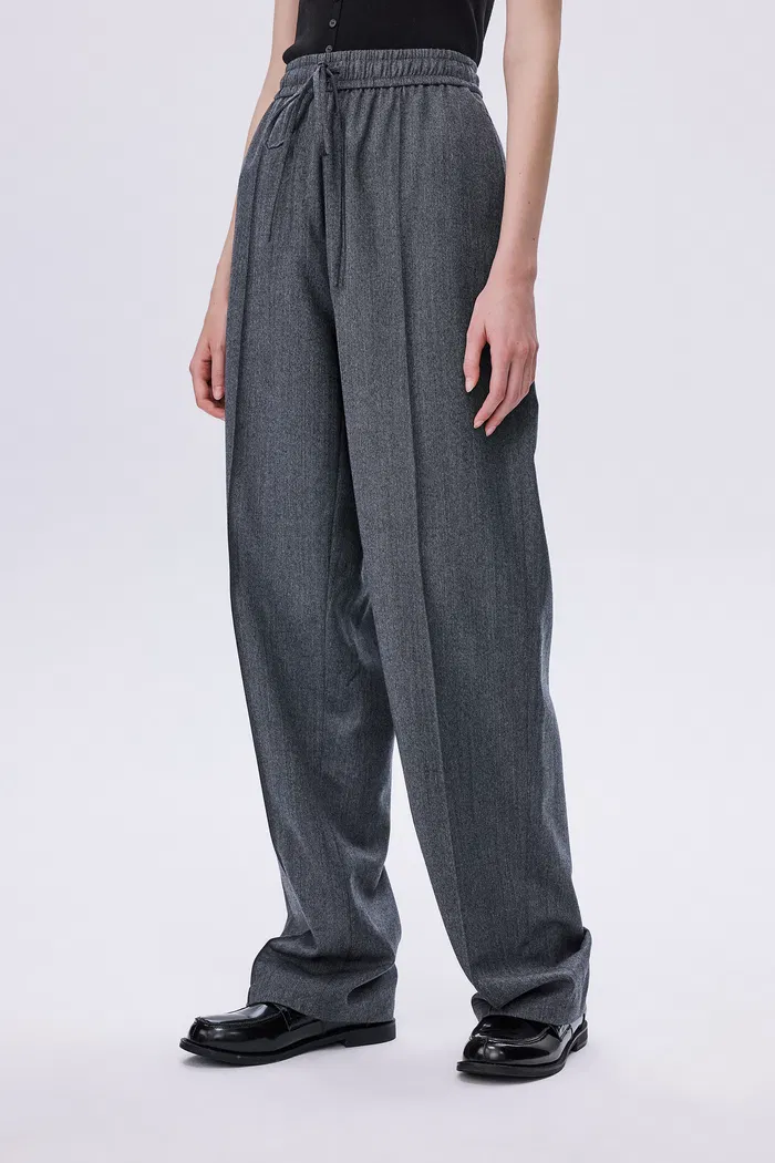 Constantine Front Tie Relaxed Fit Pants in Wool Herringbone - Image 6