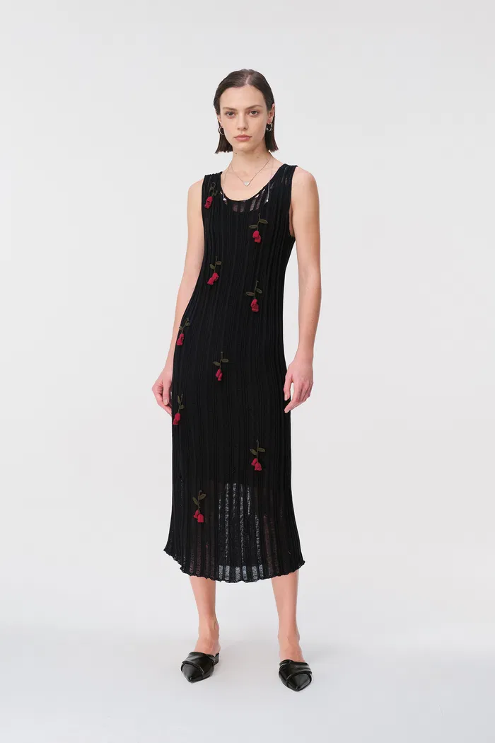 Convallaria Handcrafted Crochet Dress in Cotton Viscose Knit - Image 3