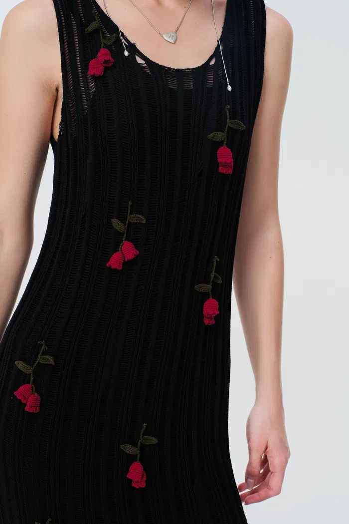 Convallaria Handcrafted Crochet Dress in Cotton Viscose Knit - Image 5
