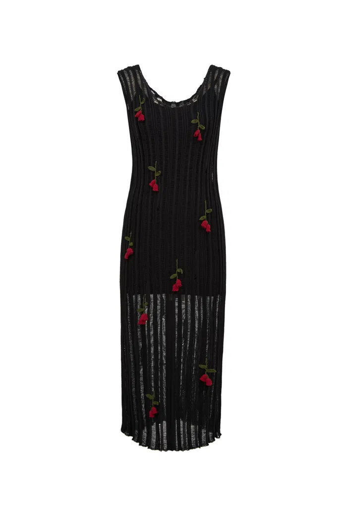 Convallaria Handcrafted Crochet Dress in Cotton Viscose Knit - Image 7