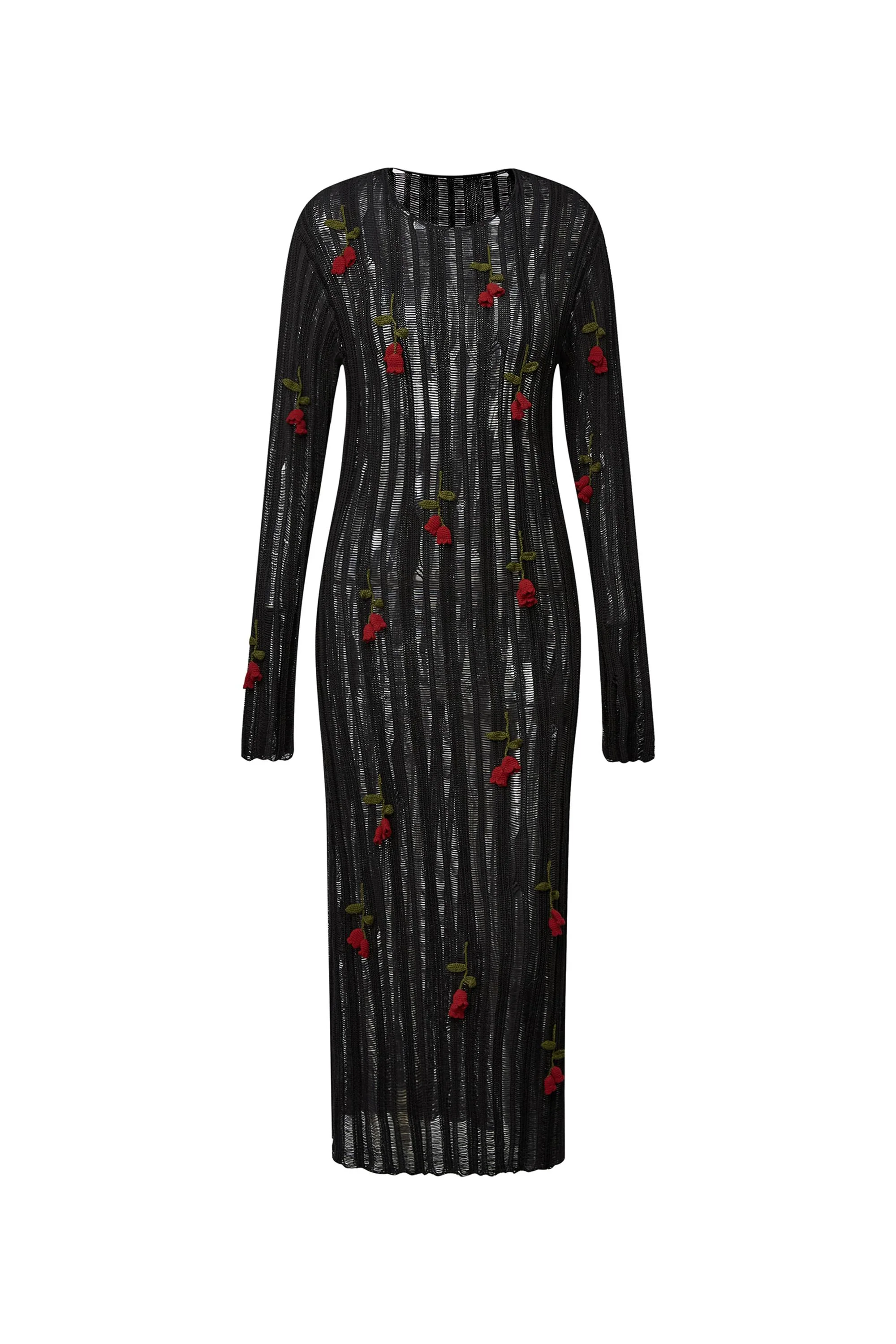 Convallaria Handcrafted Crochet Long Sleeve Dress in Cotton Viscose Knit - Image 9