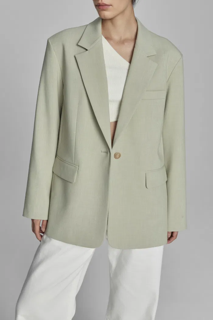 Creamy Green Detachable Belt Blazer - Image 4
