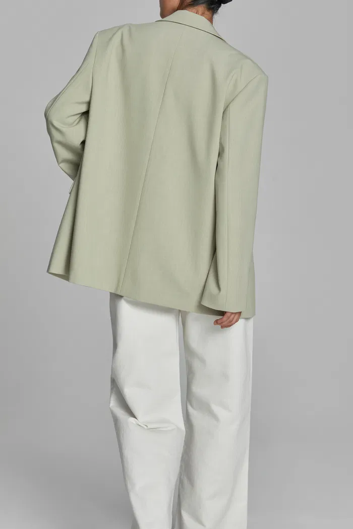 Creamy Green Detachable Belt Blazer - Image 5