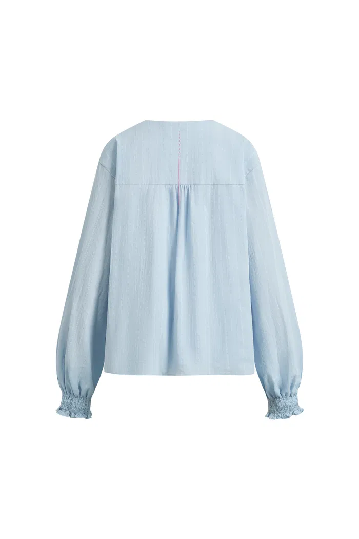 Crepus Striped Fringe-Tie French Shirt In Cotton Jacquard - Image 7