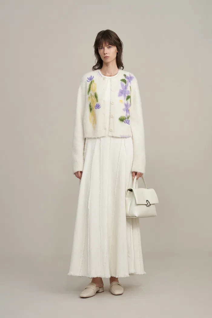 Cymbidium Hand Embroidered Flora Cardigan in Alpaca Blend Knit - Image 5