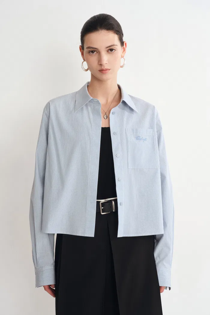 Cynthia Sharp Collar Striped Shirt in Premium Cotton - Image 2