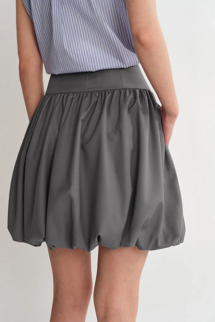 Cynthia Short Bubble Skirt in Fine Wool Blend - Image 6