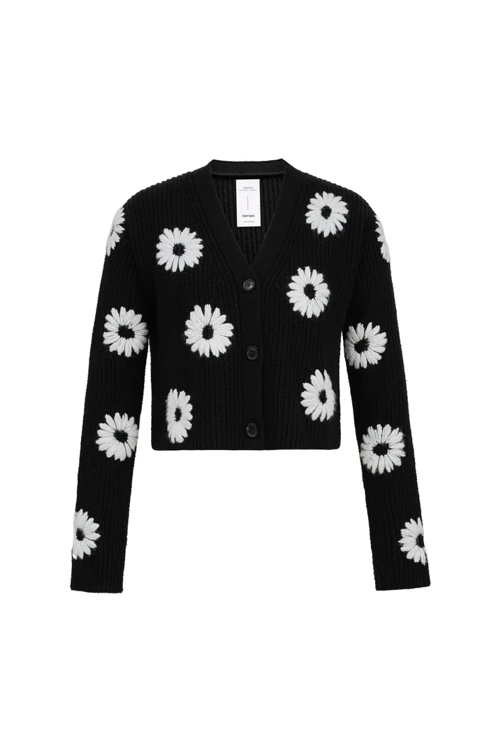 Daisy Embroidered Cardigan in Merino Wool Blend - Image 10
