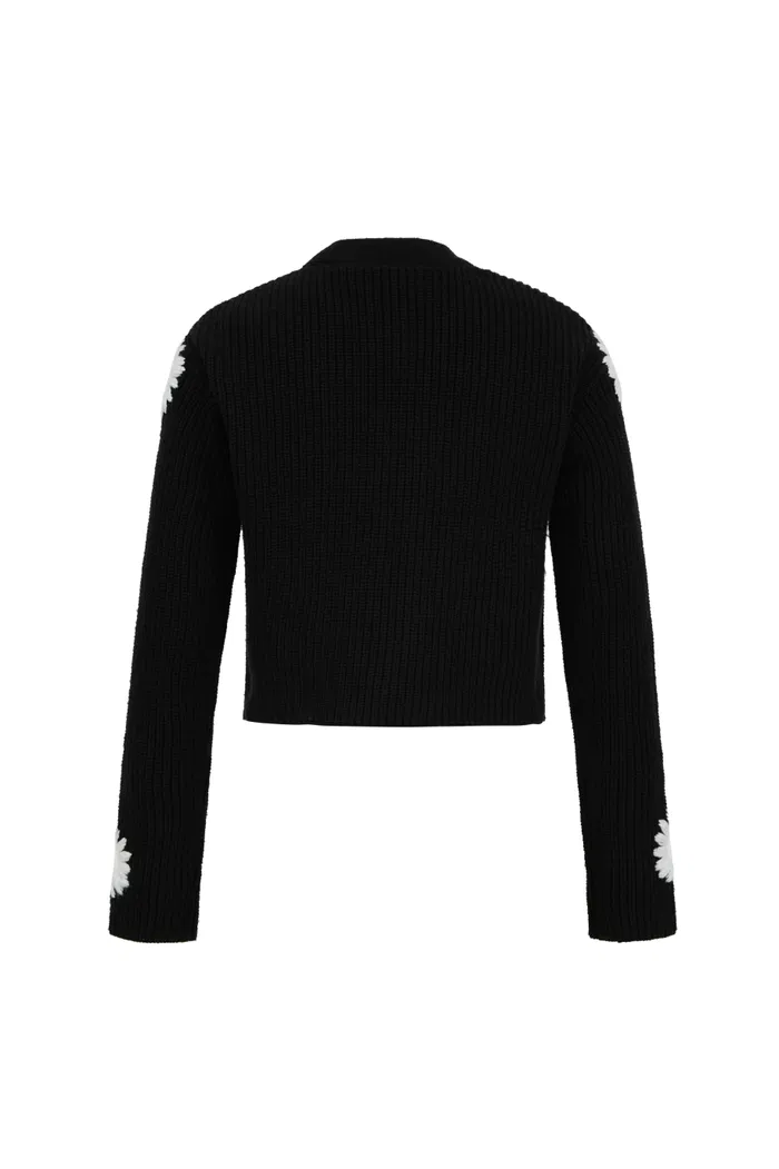 Daisy Embroidered Cardigan in Merino Wool Blend - Image 11
