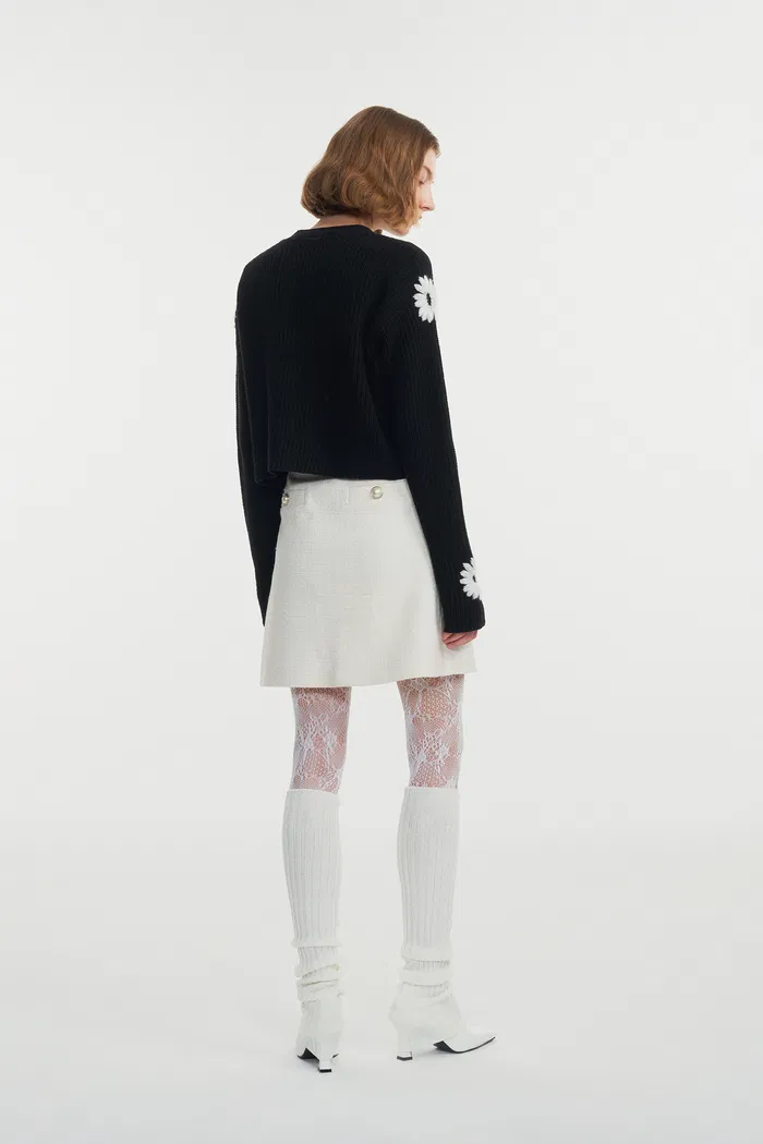 Daisy Embroidered Cardigan in Merino Wool Blend - Image 5