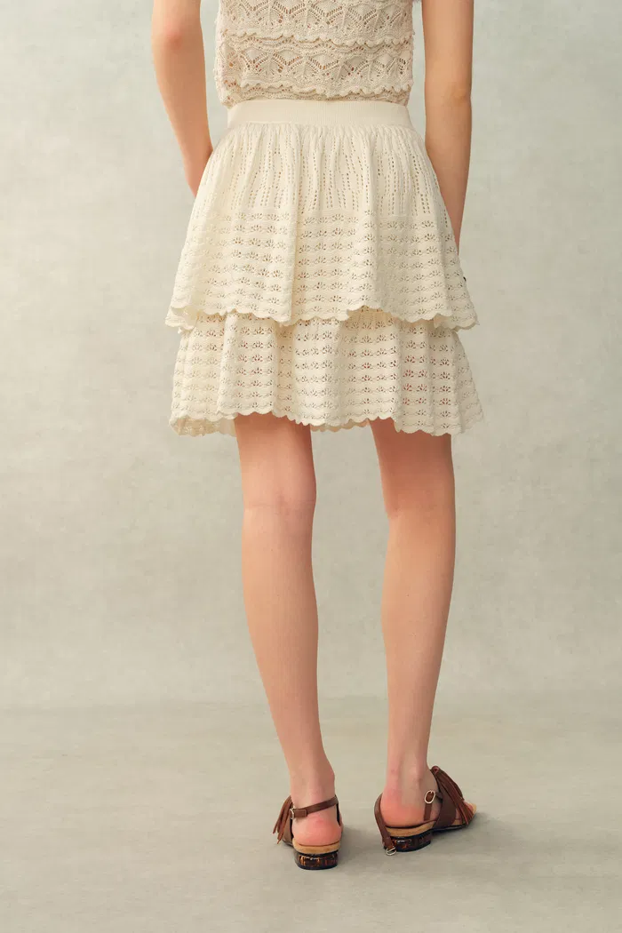 Daisy Ruffle-Trim Cardigan and Skirt Matching Set in Cotton Knit - Image 6