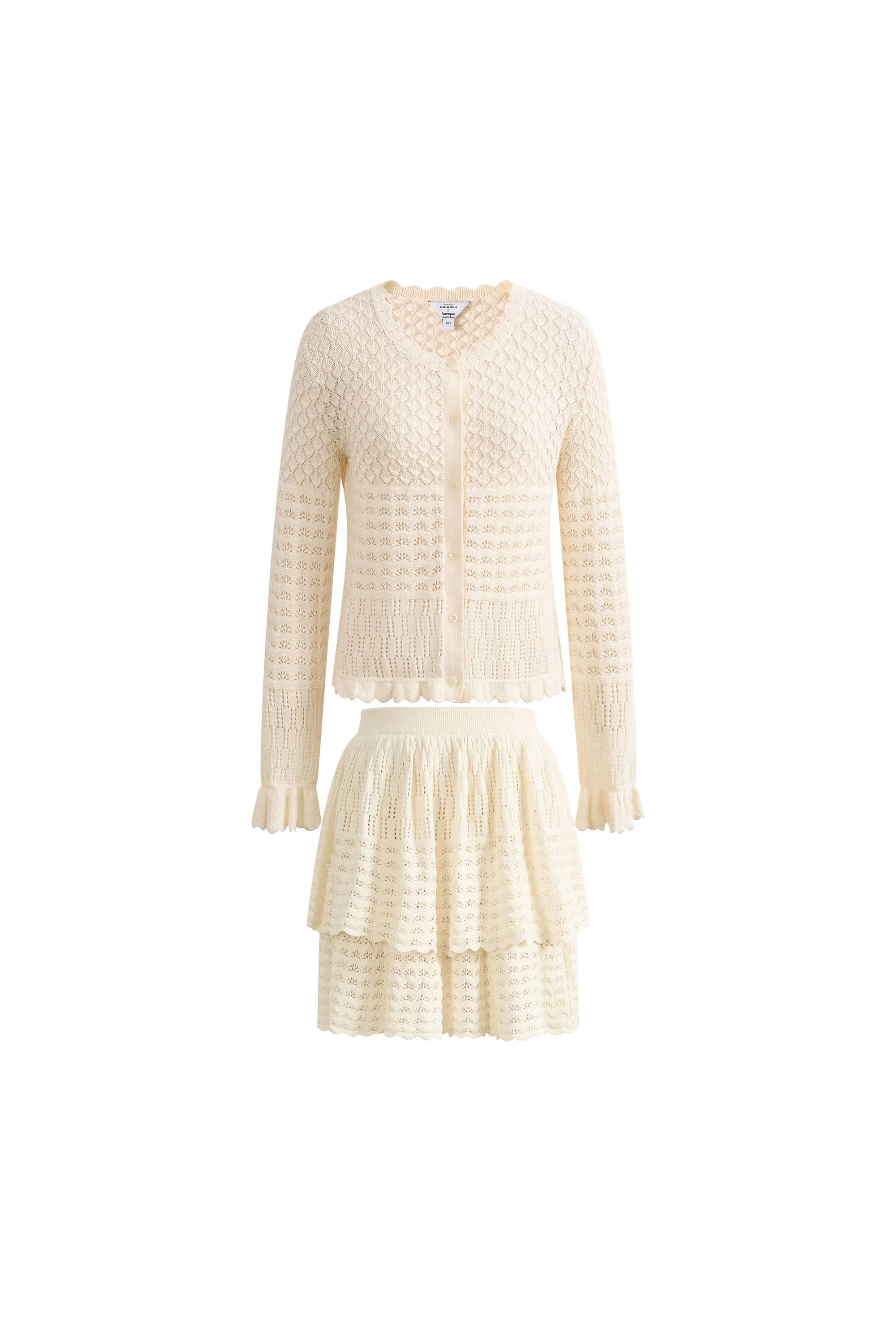 Daisy Ruffle-Trim Cardigan and Skirt Matching Set in Cotton Knit - Image 7