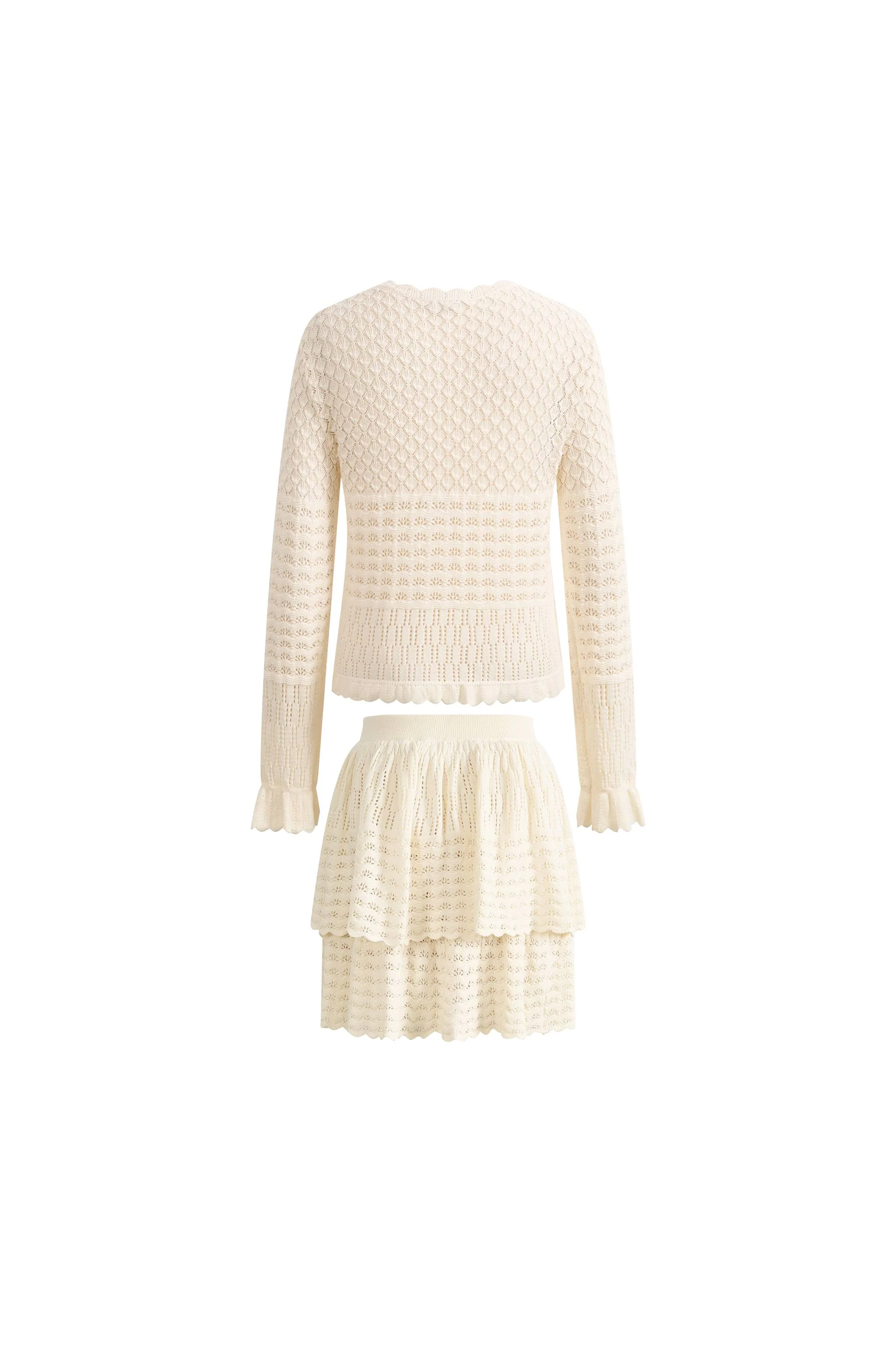Daisy Ruffle-Trim Cardigan and Skirt Matching Set in Cotton Knit - Image 8