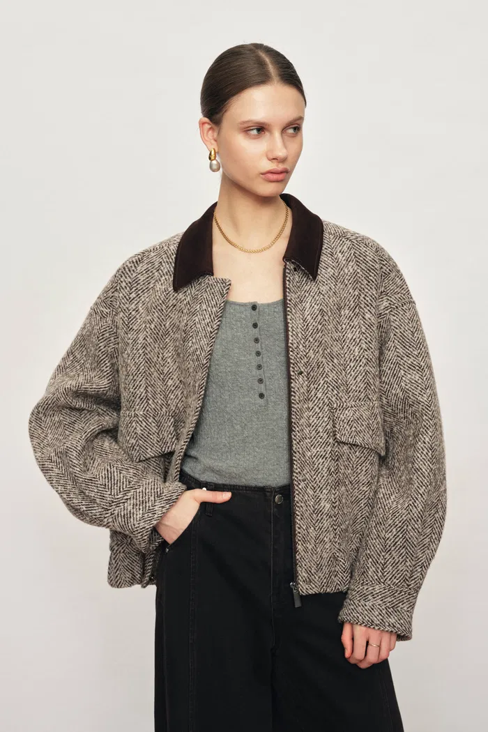 Dakota Tweed Baseball Jacket in Wool - Image 2