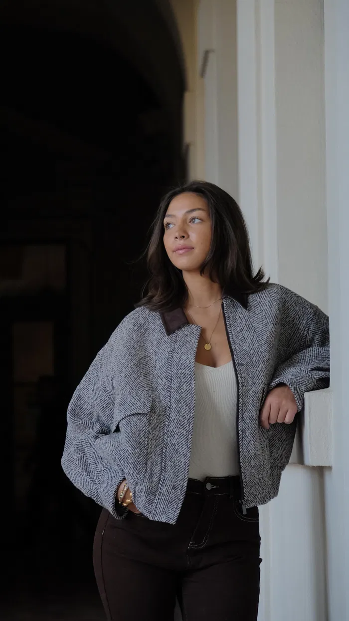 Dakota Tweed Baseball Jacket in Wool - Image 3