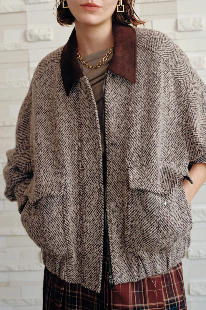 Dakota Tweed Baseball Jacket in Wool - Image 7