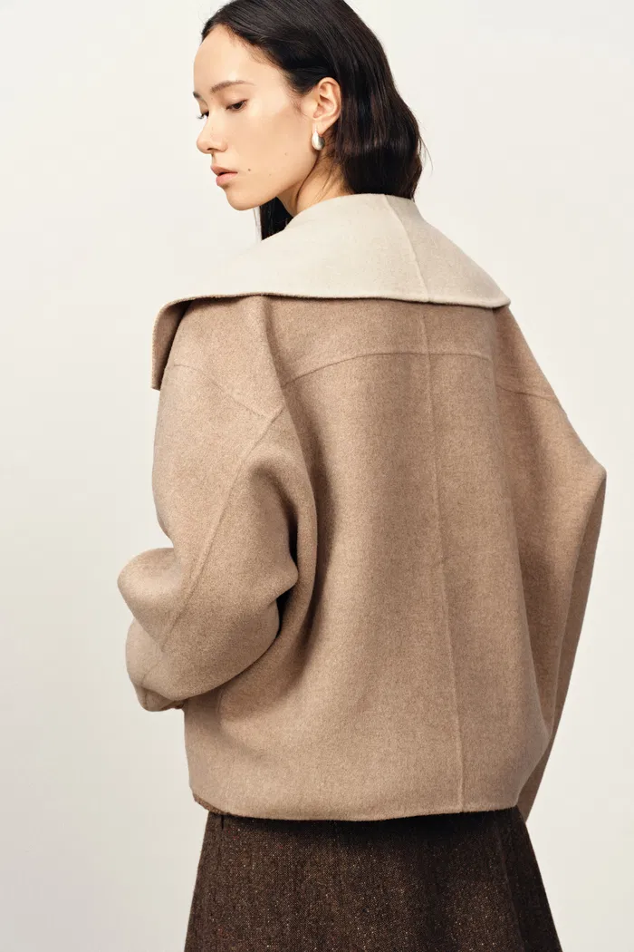 Day Coccon Large Lapel Coat in Double Faced Wool - Image 4