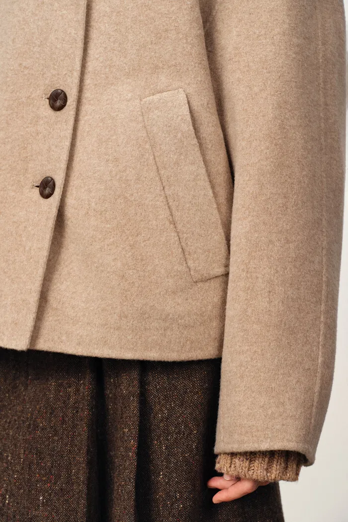 Day Coccon Large Lapel Coat in Double Faced Wool - Image 6