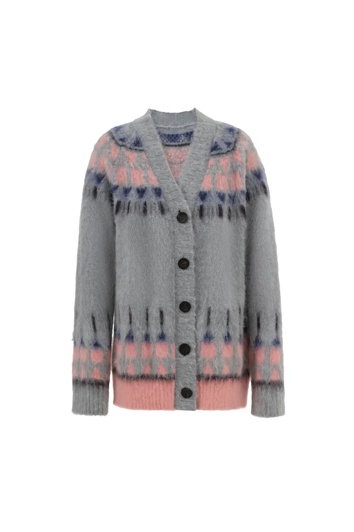 Deanna Fair Isle Cardigan in Baby Alpaca Blend Knit - Image 10