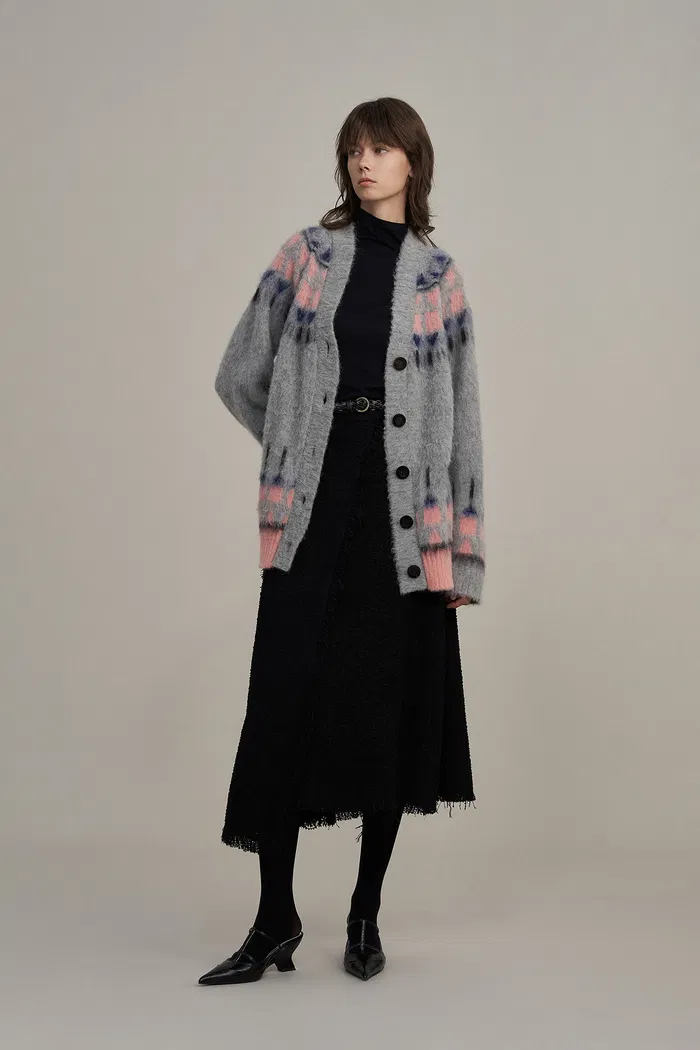 Deanna Fair Isle Cardigan in Baby Alpaca Blend Knit - Image 3